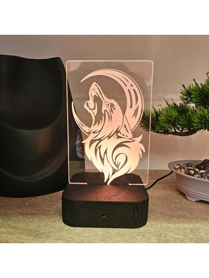 Lerad-Lazer Art Kurt RGB LED Gece Lambası – 16 Renkli Pleksi Masa Lambası (Adaptörlü)