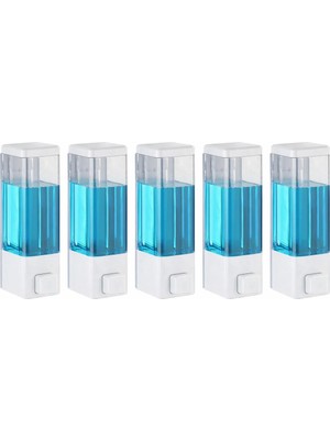 Duvar Tipi Manuel Sıvı Sabunluk 5 Adet Yapıştırmalı ve Vidalı Akıtmaz Sabun Dispenseri 350 ml V-1