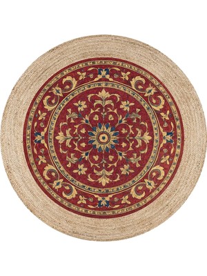 Kilim Home Boho 963 Ottoman Medallion Desen Doğal Natural Jüt Yuvarlak