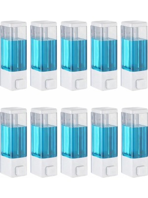 Duvar Tipi Manuel Sıvı Sabunluk 10 Adet Yapıştırmalı ve Vidalı Akıtmaz Sabun Dispenseri 350 ml V-1