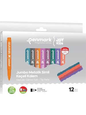 Süper Yikanabilir Metalik Simli Jumbo Keçeli Kalem 12'li