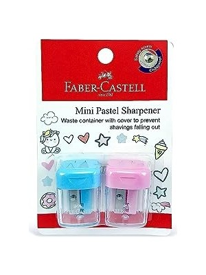 Faber-Castell Faber Castell Minibox Kalemtıraş 2 Parça, Blister Kartlı, Çeşitli Renkler, FCC584601