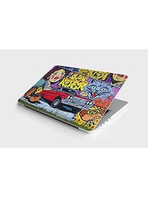 Laptop Sticker Notebook Pc Kaplama Etiketi Kırmızı Araba Graffiti