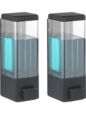 Duvar Tipi Manuel Sıvı Sabunluk 2 Adet Yapıştırmalı ve Vidalı Akıtmaz Sabun Dispenseri 350 ml V-1