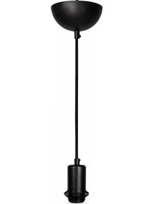 Conana Dekoratif Sarkıt Avize Başlığı Takılabilir E27 Duy 70CM Metal Kumaş Örgü Kablo Siyah B11