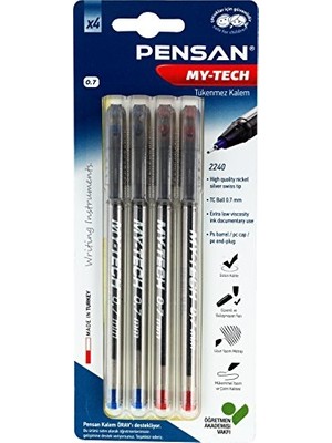 0,7 mm My-Tech Tük.kalem Karışık 4 Lü Bls - PE02240TKMT04