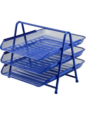 Perfore 3'lü Evrak Rafı Seti Lacivert