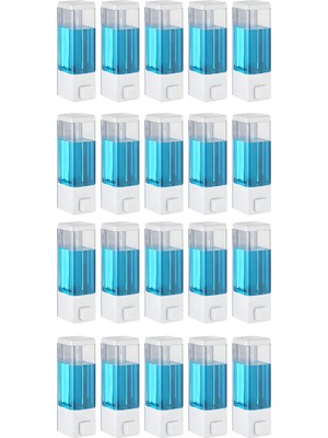 Duvar Tipi Manuel Sıvı Sabunluk 20 Adet Yapıştırmalı ve Vidalı Akıtmaz Sabun Dispenseri 350 ml V-1