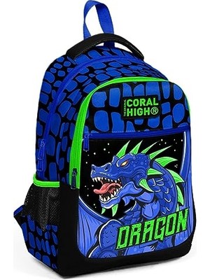 Üç Gözlü Erkek Çocuk Ilk ve Orta Okul Çantası - Lacivert Yeşil Dragon