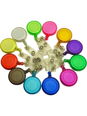 Profesyonel Yaka Kartı Yoyo, 12'li Farklı Renk Paket, Kimlik Kartı Tutucu, Personel Kart Çekme Mekanizması (Çok Renkli)