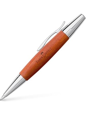 Faber-Castell E-Motion Tükenmez Kalem, Krom/ahşap Gövde, Mekanizmalı, Kahverengi, B Uç, Yüksek Kapasiteli Siyah Refil
