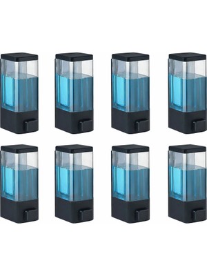 Duvar Tipi Manuel Sıvı Sabunluk 8 Adet Yapıştırmalı ve Vidalı Akıtmaz Sabun Dispenseri 350 ml V-1