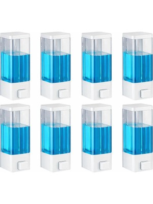 Duvar Tipi Manuel Sıvı Sabunluk 8 Adet Yapıştırmalı ve Vidalı Akıtmaz Sabun Dispenseri 350 ml V-1