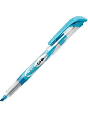 Fosforlu - Likit Mürekkep, Şeffaf Gövde, Kalem Tipi Mavi