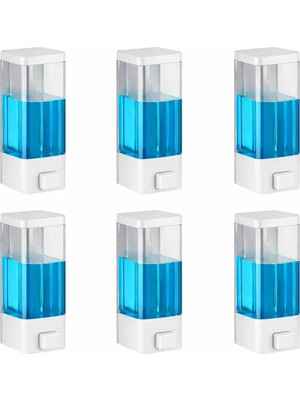 Duvar Tipi Manuel Sıvı Sabunluk 6 Adet Yapıştırmalı ve Vidalı Akıtmaz Sabun Dispenseri 350 ml V-1