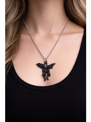 Herşey Nota Death Note Ryuk Figür Metal Kolye Gümüş Renk 60 cm Zincir Unisex