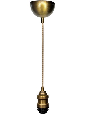 Conana Dekoratif Sarkıt Avize Başlığı Takılabilir E27 Duy 70CM Metal Zigzag Kumaş Örgü Kablo Eskitme B04