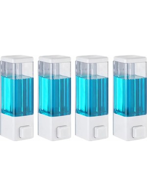 Duvar Tipi Manuel Sıvı Sabunluk 4 Adet Yapıştırmalı ve Vidalı Akıtmaz Sabun Dispenseri 350 ml V-1