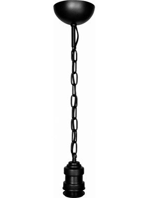 Conana Dekoratif Sarkıt Avize Başlığı Takılabilir E27 Duy 60CM Metal Zincirli Siyah B06