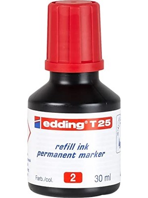 Edding T 25 Permanent Yedek Mürekkep - Kalıcı Mürekkep - Kırmızı - 25 ml