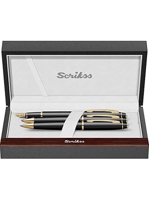 Scrikss Noble 35 Dolmakalemtükenmez Kalemversatil Kalem Takım Mat Siyah Altın