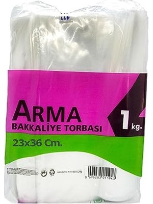 Naksan Arma Şeffaf Naylon 2 Lik 23X36 Cm. Bakkaliye Poşeti Torbası - 1 Kg. - Ort. 190 Adet - 1 Paket