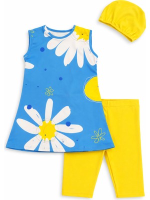 Beniizle Baskılı Kolsuz Kız Çocuk 3'lü Set Mayo