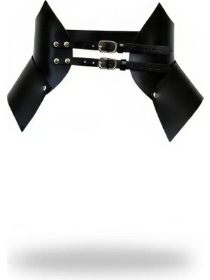 Pileli Store Siyah Kadın Kemer Korse Tipi Çift Tokalı Geniş Bel - APFT1010