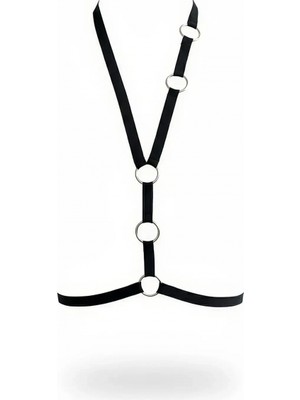 Pileli Store Siyah Kadın Kemer Halka Detaylı Vücut Aksesuarı - APFT101