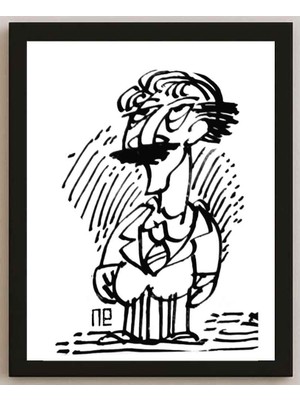 Karikatural Nezih Danyal Tipler Kişiye Özel Sertifikalı Sınırlı Fine Art Karikatür Baskı NTP00234