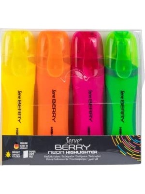 SV-BRFKP4FR Berry Fosforlu Kalem, Neon, 4'lü Paket