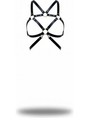 Pileli Store Siyah Kadın Kemer Metal Halka Detaylı Vücut Aksesuarı - APFT109