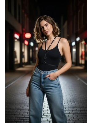 Pileli Store Siyah Kadın Kemer Metal Halkalı Ince Şeritli - APFT101