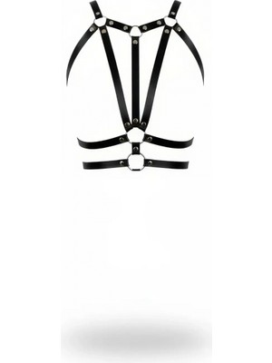 Pileli Store Siyah Kadın Kemer Deri Çoklu Şeritli Vücut Aksesuarı - APFT114