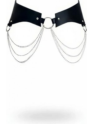 Pileli Store Siyah Kadın Kemer Kalın Zincir Detaylı Korse Kemer - APFT1121