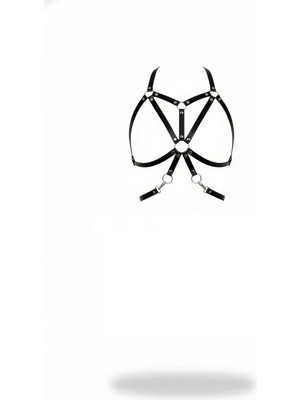 Pileli Store Siyah Kadın Kemer Suni Deri Vücut Aksesuarı Halka Detaylı - APFT110