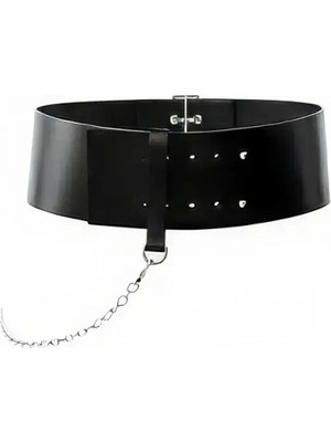 Pileli Store Siyah Kadın Kemer Kalın Zincir Detaylı Bel Aksesuarı - APFT1117