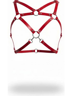 Pileli Store Kırmızı Kadın Kemer Deri Çapraz Bantlı Vücut Aksesuarı - APFT109