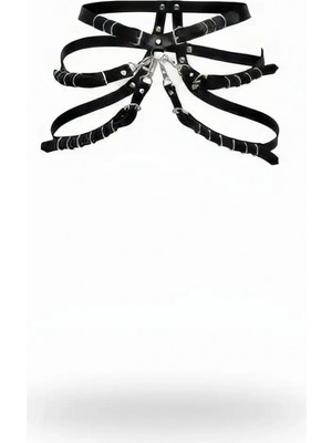 Pileli Store Siyah Kadın Kemer Çoklu Bantlı Suni Deri Bel Aksesuarı - APFT1037