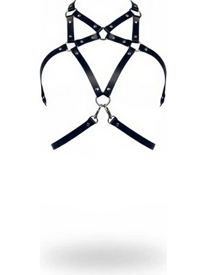 Pileli Store Siyah Kadın Kemer Deri Çoklu Şeritli Vücut Aksesuarı - APFT108