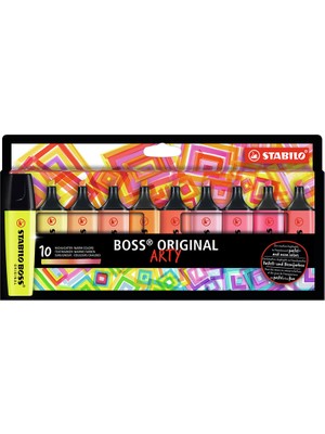Stabilo Boss Original Arty Sıcak Renkler 10'lu Keçeli Kalem Seti Ölçüleri ile Renkli İşaretleme