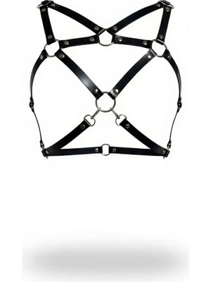 Pileli Store Siyah Kadın Kemer Metal Halka Detaylı Çapraz Vücut Aksesuarı - APFT109