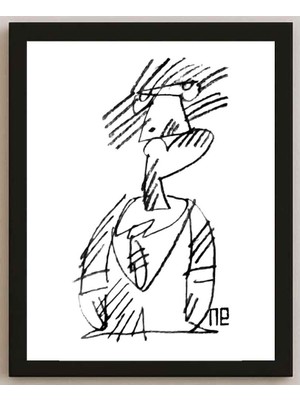 Karikatural Nezih Danyal Tipler Kişiye Özel Sertifikalı Sınırlı Fine Art Karikatür Baskı NTP00199