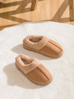 LC Waikiki Lcw Steps Kahverengi Süet Görünümlü Kadın Ev Terliği