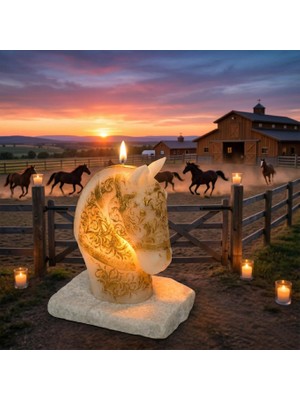 Missi At Figürlü Dekoratif Mum- Gold Detaylı Şık Tasarım