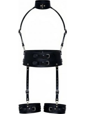 Pileli Store Siyah Harness Takım Geniş Bel Boyunluk Detaylı - APFT1031