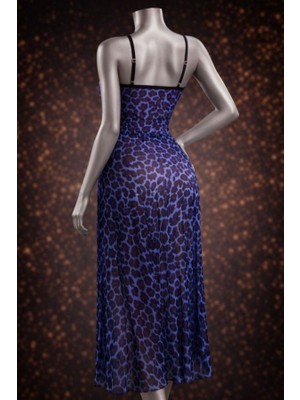 albonse Leopar Desenli Yırtmaçlı Fantezi Gecelik & G-String Tanga Dahil 2’li Set