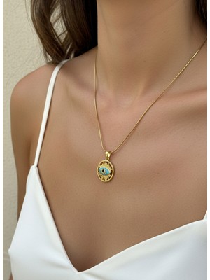 Gistoria Turkuaz Taşlı Stres Çarkı Nazar Kolye