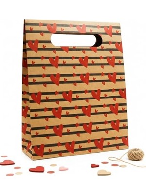 24X30 Kalp Harmanı Zarf Model Karton Çanta, Hediye Kutusu