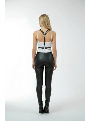 Pileli Store Siyah Kadın Kemer Omuz Detaylı Vücut Aksesuarı - APFT194